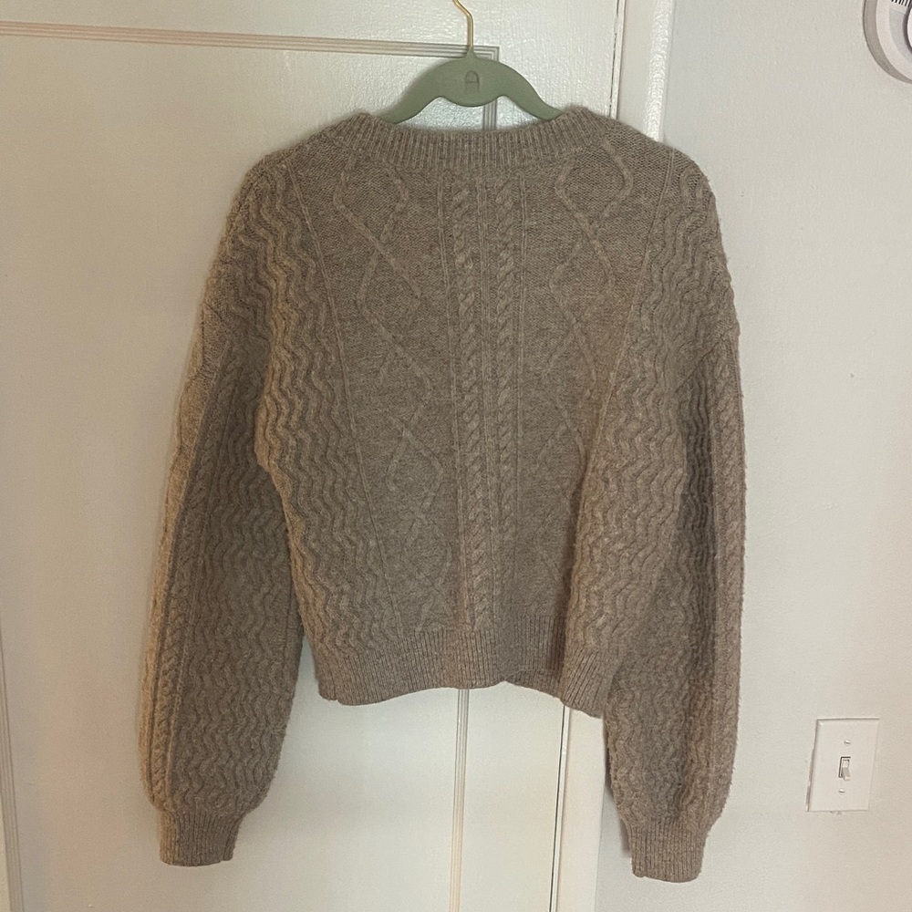 Topshop Taupe Cable Knit Button Front Cardigan - Picture 4 of 7
